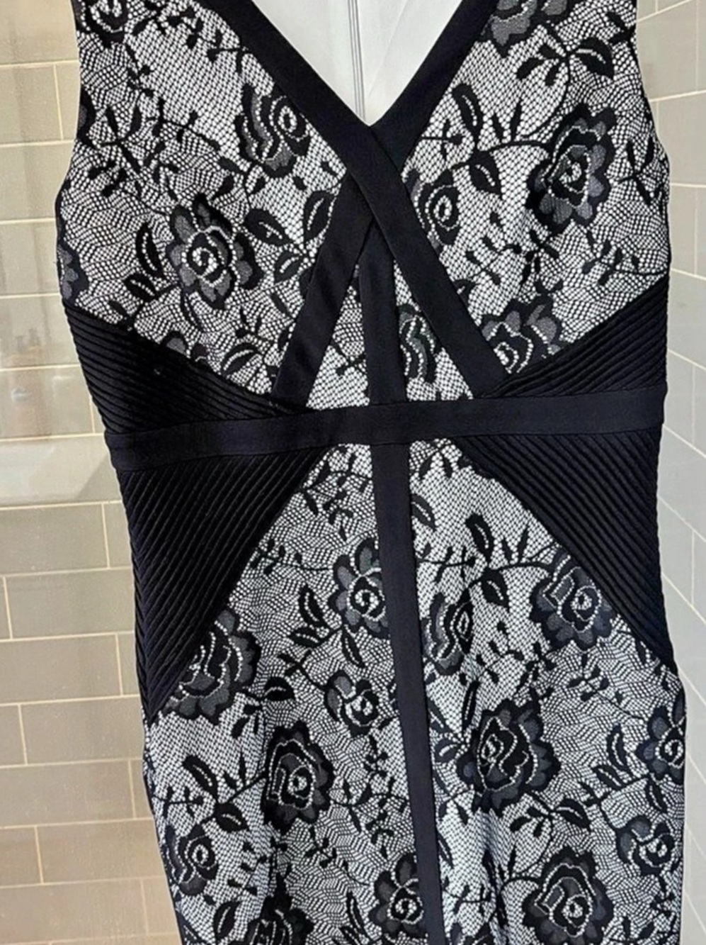 Alexa B Black & White Floral Mini Dress